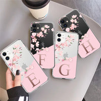 Pink Flowers Initial Letter A To Z Transparent Phone Case