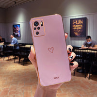Square Plating Love Heart Silicone Phone Case