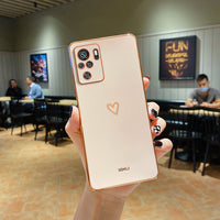 Square Plating Love Heart Silicone Phone Case