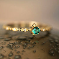 14k Real Gold Emerald Opening Ring