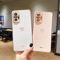 Square Plating Love Heart Silicone Phone Case