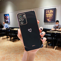 Square Plating Love Heart Silicone Phone Case