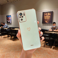 Square Plating Love Heart Silicone Phone Case