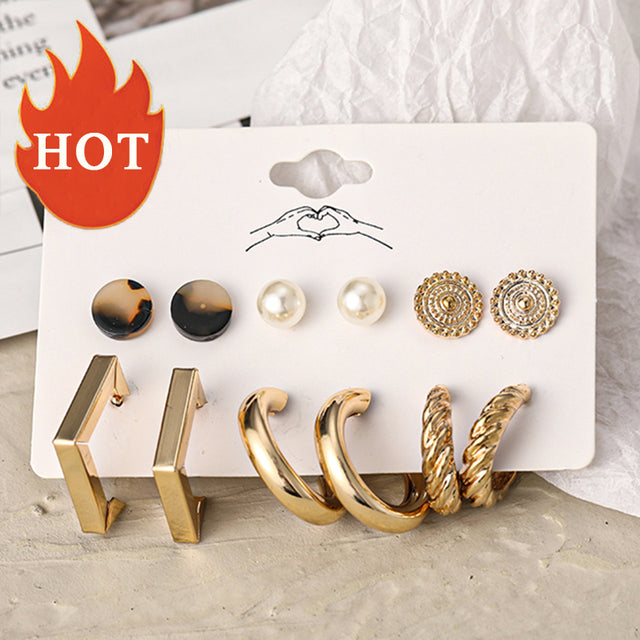 Trendy Exquisite Pearl Metal Earrings