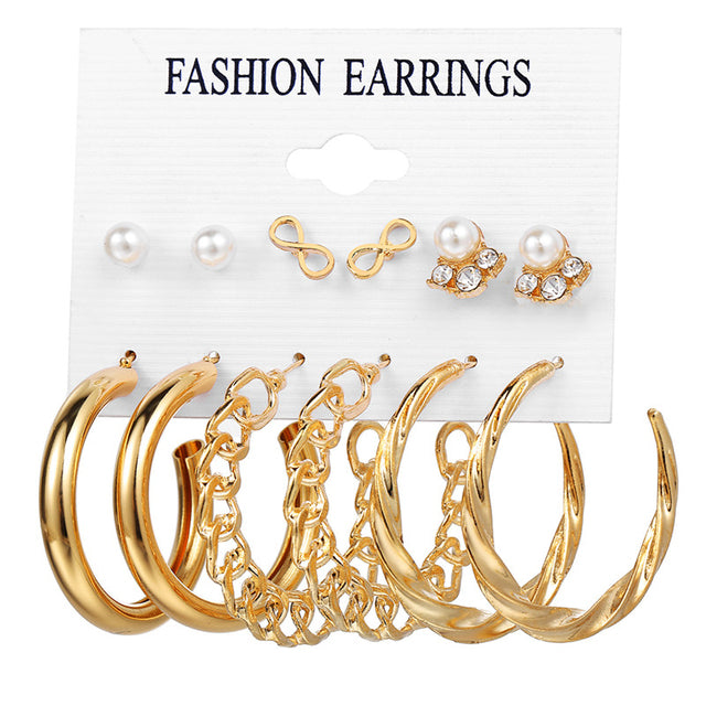 Trendy Exquisite Pearl Metal Earrings