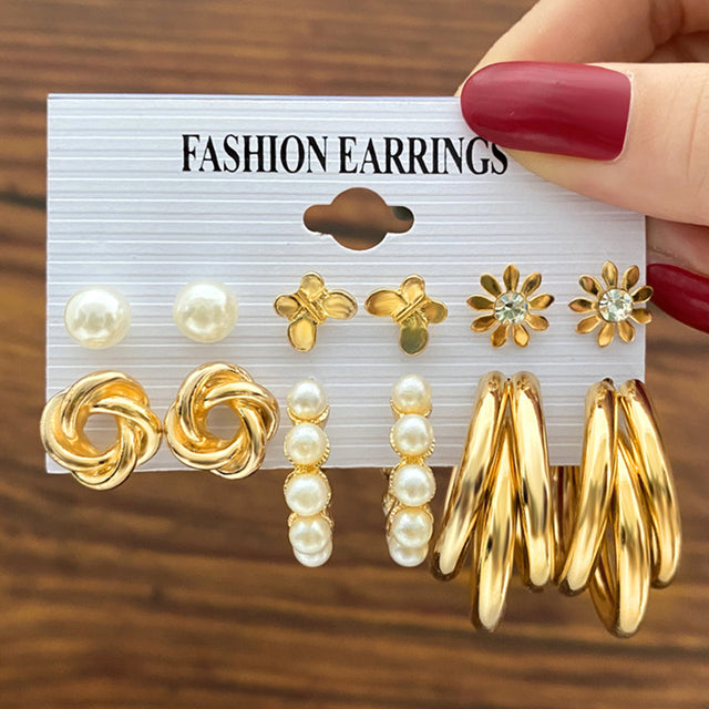 Trendy Exquisite Pearl Metal Earrings