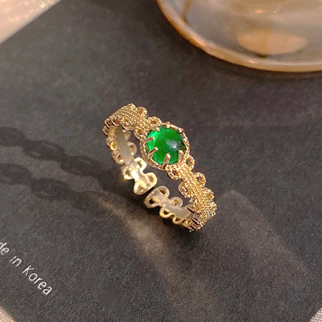 14k Real Gold Emerald Opening Ring