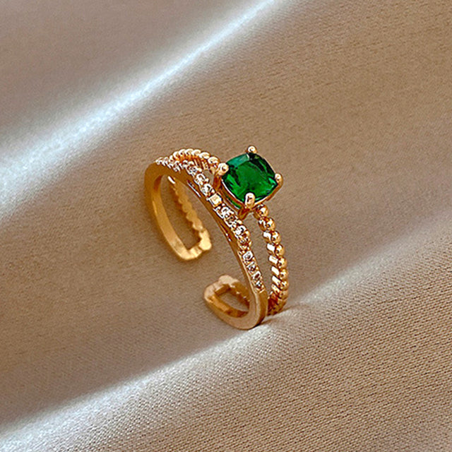 14k Real Gold Emerald Opening Ring