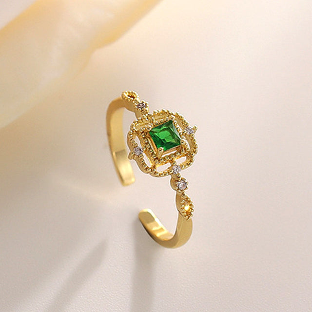 14k Real Gold Emerald Opening Ring