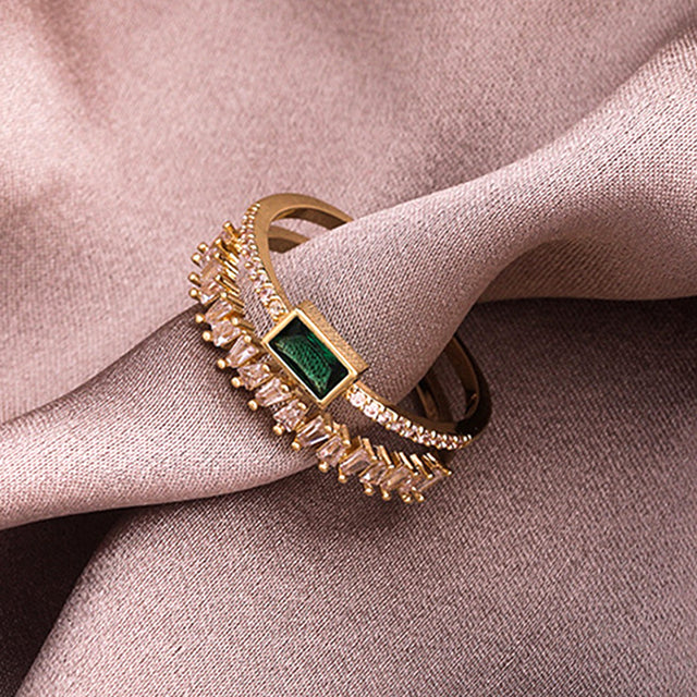 14k Real Gold Emerald Opening Ring